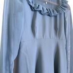 Vintage Dusty Blue Ruffle Collar Prairie Maxi Dress Photo 4