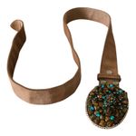 3G Buckles Camel Light Tan Suede Leather Belt 1.5" 28 Photo 1