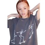 Urban Outfitters Project Social Skateboard Skeletons Crop Tee Boxy Relaxed Cotton Gray One Size Photo 0