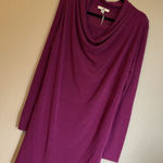 YA Los Angeles NEW!  Size LARGE Plum Purple Long Sleeve Cowl Neck Knit Dress Photo 0