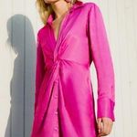 ZARA  Satin Twist Front Long Sleeve Mini Shirt Dress Size Extra Small Photo 0