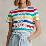 Ralph Lauren Polo Riviera Stripe Coastal Preppy T-Shirt Logo Sporty Collegiate Photo 0