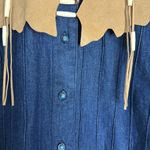 Vtg wanted Boho Western Fringe denim shirt button up with tassle size small cute Blue Photo 6
