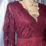 NWT “Awaken My Love” Burgundy Backless Long Sleeve Lace Maxi Dress Women Small Photo 8