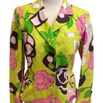 Etcetera  Canvas Cotton Floral Print‎ Blazer Size 8 Dopamine 80s Office Vintage Photo 0