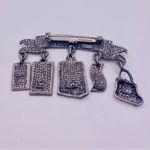 Vintage JJ “Born to Shop” Pewter Brooch New on Card Silver Photo 3