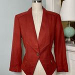White House | Black Market Rust Orange Linen Cropped Blazer Jacket 0 XS Photo 2