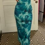 Wedding Guest Dress Blue and Green Floral Photo 1