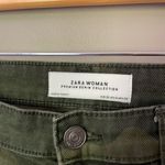 ZARA  Woman Cropped Straight Jeans Camouflage Raw Frayed Hem Side Striped 4 Photo 4