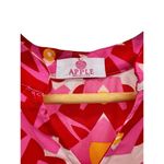 Strawberry Pink Abstract Print Geometric Pleated Maxi Dress Resort Cruise Medium Photo 3