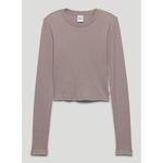 Tna Cropped Long Sleeve Ribbed Waffle Knit Top Taupe Size S Aritzia Brown Photo 13