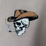 Smoking cowboy skull crewneck Handmade tan Brown Size M Photo 1