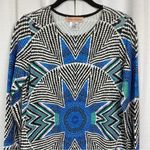 Mara Hoffman Black&Blue Geometric Star Long Sleeve Shift Dress Sz.S Photo 4