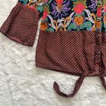 Anthropologie Maeve Top Carter Blouse Button Front Tie Waist 3/4 Sleeve Floral 4 Photo 7