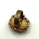 Vintage black and gold tone embroidered flower ring Photo 3