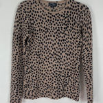 Morgan Taylor Morgan‎ Taylor 100% Cashmere Sweater Small Tan Black Animal Print Crew Neck Photo 0