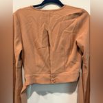 Vorkerry Brown Wrap Blouse with Flared Sleeves Tan Size 10 Photo 4