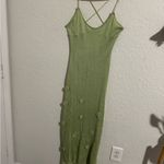Chic Lime Green Floral Maxi Dress Size L Photo 2
