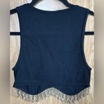 ZARA Size XS Black Seamless Ribbed Rhinestone Trim Tank Top NWT NEW YEARS TOP Photo 3