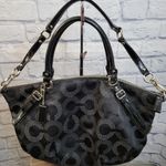 Coach  Madison Black Op Art Signature Sateen & Leather Trim Sophia Satche… Photo 4