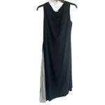 Cato Dress Formal Black w White Pleated Asymmetrical Flare on One Side Sz 14/16W Photo 10