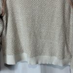 Anthropologie Saturday Sunday XL Cowl Neck Sweater Textured Chevron Cream Pink Photo 3