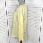Chico's Chico’s Linen Lace Shoulder Button Up Tunic Shirt Butter Yellow Small Photo 1