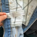 Supplies Blue Distressed Jean Shorts with Frayed Hem Photo 3