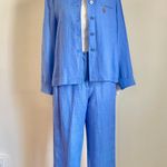 Doncaster NWT Vintage Blue Linen Pants And Jacket Set Photo 0