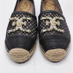 Sam Edelman  Womens Espadrille Flats Size 9 Black Raffia Mesh Logo Slip On Shoes Photo 8