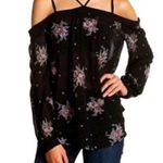 Ro & De NWT Black Strappy Floral Embroidered Open Shoulder Top Size Medium Photo 0