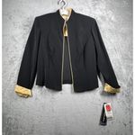 Dress Barn  Suit Set Size 8 3PC Black Gold Pant Collar Satin Tank Career Party Photo 1