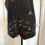 Classic Elements Vintage 90s  Floral Embroidered Button Up Vest Medium Charcoal Photo 4