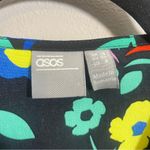 ASOS Black floral print button front peplum blouse top Photo 5