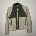 Abercrombie & Fitch Oatmeal & Olive Green Snap button up fleece teddy jacket Photo 2