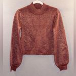 Lulus red with gold threading shimmer mock neck size medium long sleeve sweater Photo 0