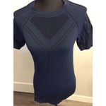 Athleta Womens Diamond Mesh Small S Navy Blue Tee Shirt Photo 2