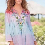 Sundance  Dreaming in Color Women's Tunic Cover up Tie Dye Beaded Size Small Photo 0