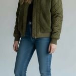Dear John  Olive Green Quilted Sherpa Bomber Jacket - Women's Small‎ Casual Photo 0