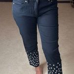 Michael Kors : Black Izzy Cropped Skinny Jean with Flowers Photo 0