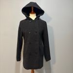 Mudd Y2K fall vintage dark gray wool hooded peacoat, coat, jacket, size medium Photo 1