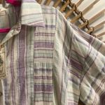 easel  Long Sleeve Linen Blend Purple White Button Up Tunic Dress Boho Beach Photo 9