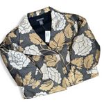 CHELSEA & THEODORE Harlow Jacket Size 8 Black Floral Cropped Metallic 3/4 sleeve Photo 1