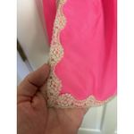 VTG 60s Mistee Hot Pink Nylon Blend Slip Skirt Lace Detail Slit Size Small USA Photo 4