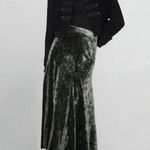 ZARA Velvet Midi Skirt in Deep Green Photo 0