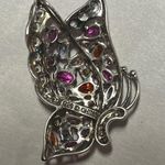 Sterling Silver Vintage  Colorful Butterfly Pendent Signed Jewelry Piece Photo 10