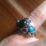 Artisan Crafted Elite Shungite Sleeping Beauty Turquoise Sterling Silver Ring Photo 2
