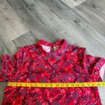 Modcloth Red Floral Collar Top Short Sleeve Small Keyhole Closure Photo 8