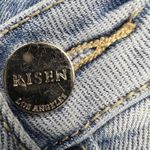 Risen High Rise Crossover Straight Leg Distressed Jeans Light Wash Size 7/28 Blue Photo 6