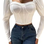 SheIn SXY Gigot Sleeve Bustier Sweetheart Crop Top Photo 0